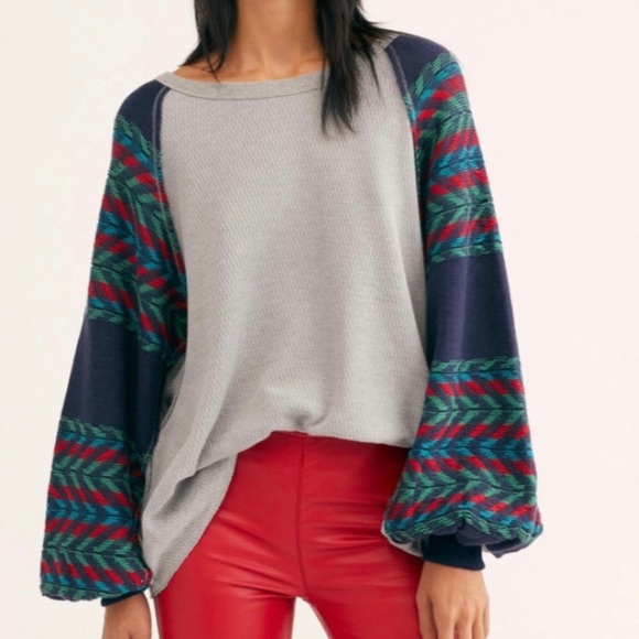 Free People Tops - NWT Free People Rainbow Dreams Thermal Knit Top M